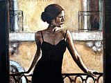 BRUNETTE AT THE BALCONY by Fabian Perez